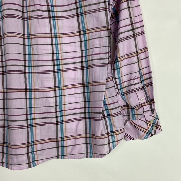 Talbots Cotton Plaid Pink and Blue Lightweight Buttoned Long Sleeve Top - Picture 8 of 15